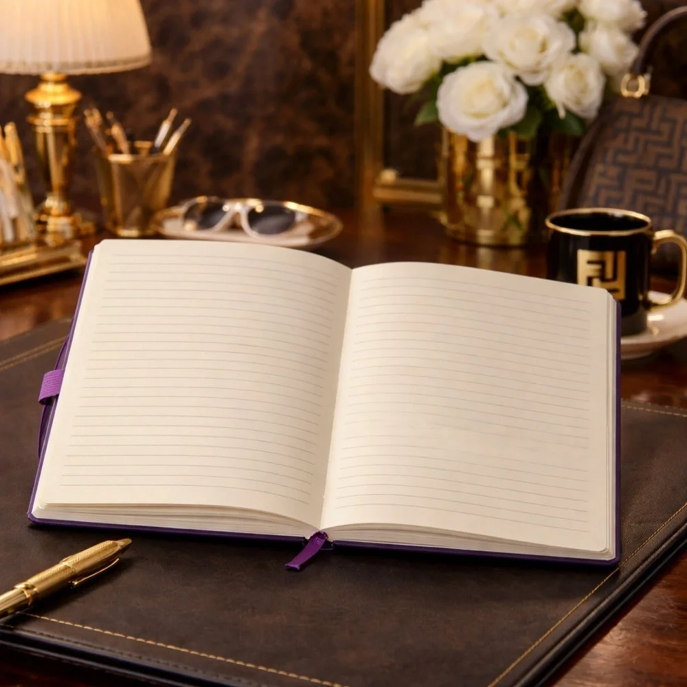 Purple Notebook with Floral Design
